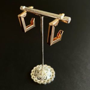 Square Gold Hoop Fashion Earrings - NWT